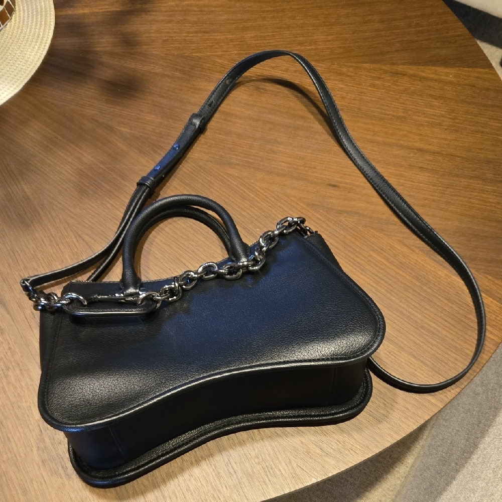 DKNY Dark Satchel with Chain Accent - Picture 7 of 7